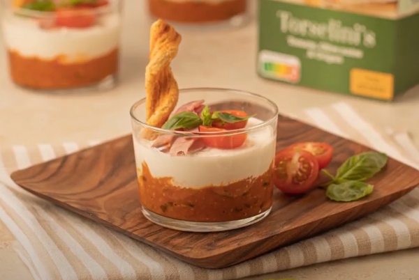 Verrines de compote de tomates et jambon
